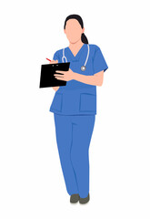 Nurse practitioner. Female nurse posing on isolated white background. 