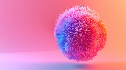 Fluffy, vibrant 3D ball shape with rich texture, flying against a smooth gradient backdrop