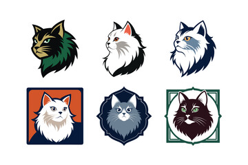 Logo sets of Persian cats, labeled vector art primitive, low, medium, high, extreme design illustration.