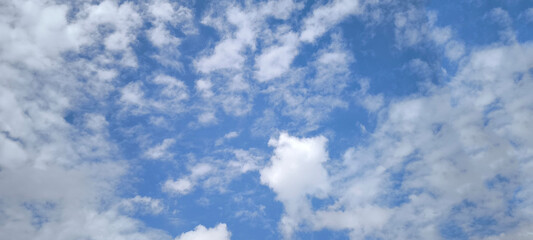 Summer blue sky cloud gradient light white background. Gloomy vivid cyan landscape in environment day horizon skyline view spring wind