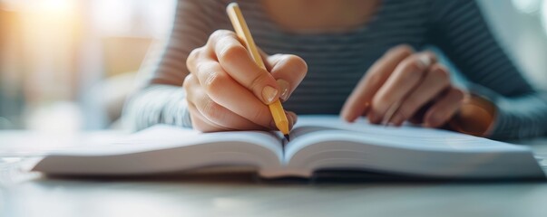 Woman writing in a journal, planning for financial goals