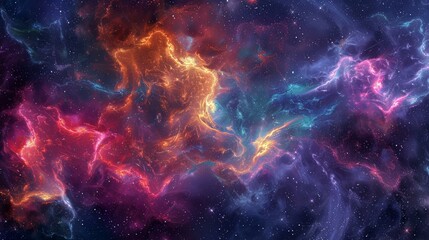 Abstract cosmic patterns with vibrant, swirling designs and deep space colors 