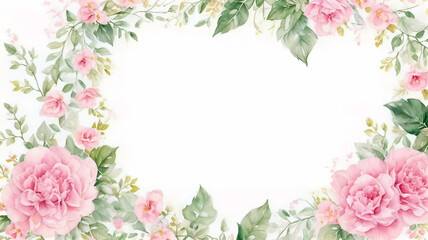 Obraz premium an intricate hand painted frame of leaves, vines and forest foliage painted in watercolor