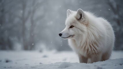 Obraz premium Majestic Arctic Fox in Winter Landscape