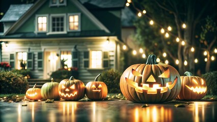 halloween pumpkin on a house