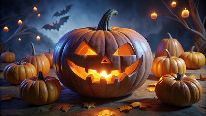 Fototapeta premium halloween pumpkin on a black background
