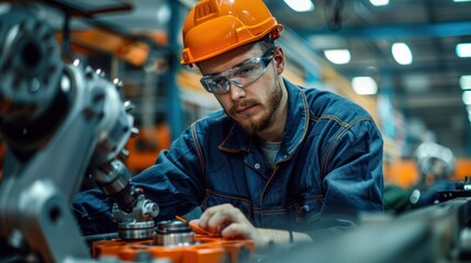 A technician maintaining an industrial robot, showcasing the intersection of robotics and upkeep