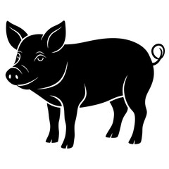 pig on white vector art   illustration