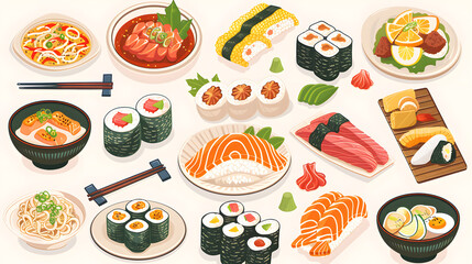 Japanese culinary icons, each one representing a unique and flavorful aspect of both traditional and modern Japanese cuisine