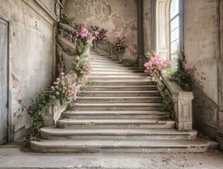 Obraz premium Overgrown Staircase in Old Mansion