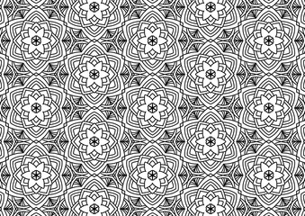 Intricate Black and White Design,Abstract Mandala Art,Symmetrical Floral Motif,Detailed Line Art,Black and White Floral Symmetry,Ornate Floral Grid Design