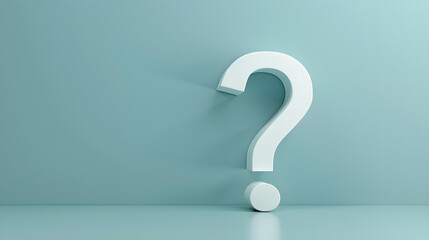 a question mark standing prominently against a soft blue background