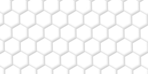 Seamless creative geometric Pattern of white hexagon white abstract hexagon wallpaper or background. 3D Futuristic abstract honeycomb mosaic white background. Modern and seamless pattern in design.