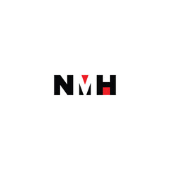 NMH creative vector modern letter flat monogram negative space logo design with White background