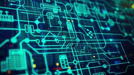 Abstract technology illustration featuring circuit board patterns and glowing lines, ideal for digital and cybersecurity themes.