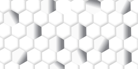 Fototapeta premium Seamless creative geometric Pattern of white hexagon white abstract hexagon wallpaper or background. 3D Futuristic abstract honeycomb mosaic white background. Modern and seamless pattern in design.