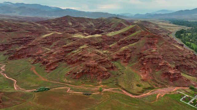 Red fairy chimneys shaped like formations that are millions of years old, Erzurum, Land of Red Fairies