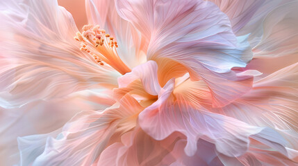 a soft, pastel-colored flower in a dreamlike dance of ethereal petals