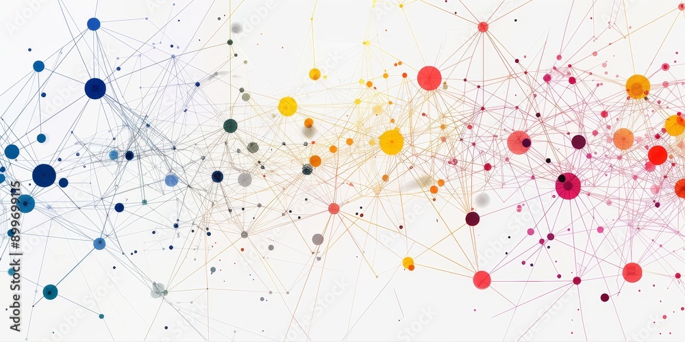 Aufkleber A network with various nodes and connections, highlighting the structure of network topology