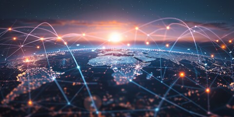 Obraz premium A WAN symbol bridging continents, highlighting the global reach of wide area networks
