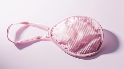 Obraz premium Breathable mesh fabric face mask in pink rests on a pink surface, casting a subtle shadow