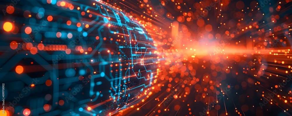 Poster captivating digital brain ai powered circuits and data streams