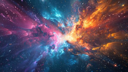 Naklejka premium Cosmic Burst: Dynamic Abstract Space Explosion Digital Illustration