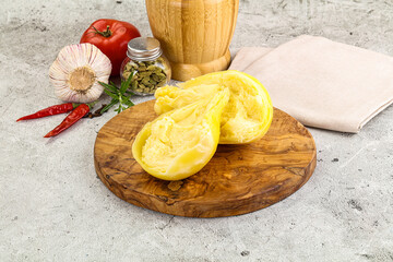 Italian traditional yellow Scamorza cheese