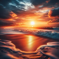 beautiful detailed macro shot of sunset on the beach by the sea
