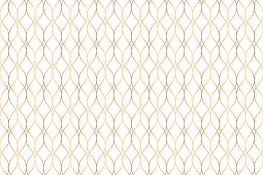 Luxury ornamental seamless ogee pattern with golden wavy line. Oriental geometric repeat background vector.