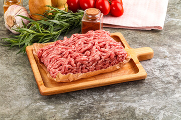 Raw uncooked red minced meat