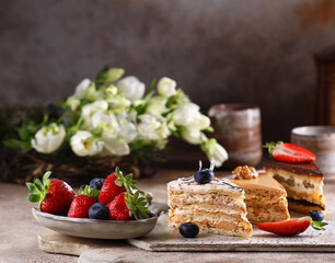 assorted pieces of cake dessert for treat