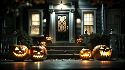 Obraz premium halloween pumpkin on the window