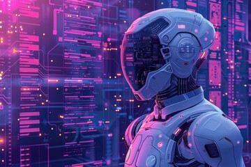 Futuristic AI Integration: Smart Communication and Data Processing in High-Tech Setting