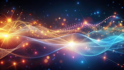Fototapeta premium Abstract futuristic light waves with glowing particles creating a vibrant and mesmerizing visual effect, vibrant