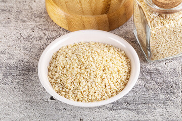 Sesame seeds heap in the bowl