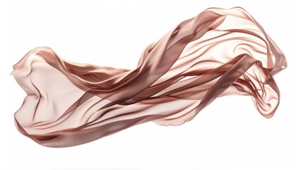 Fototapeta premium Flying silk fabric cloth gracefully suspended in the air, isolated against a white background, capturing its smooth texture and fluid motion