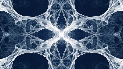 A minimalist background featuring a white fractal pattern on a navy blue canvas