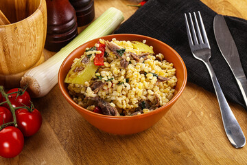 Bulgur with lamb and vegetables