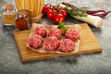 Raw beef meatball minced meat
