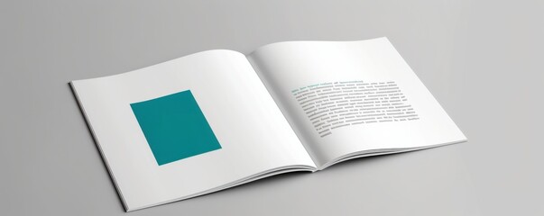 Open Magazine with Blank Pages and Text