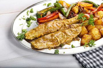 Roasted shark steak with garnish
