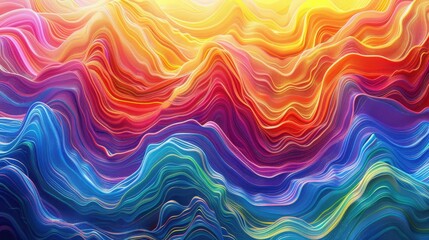 Enchanting Abstract Rainbow Waves - Vibrant Multi-color Digital Illustration