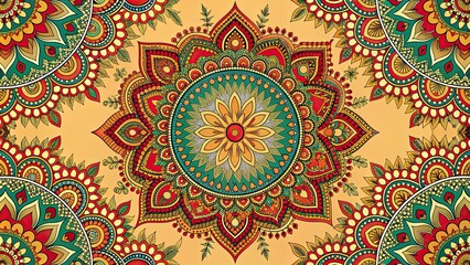 Traditional Indian motif pattern featuring intricate designs and seamless repetition, Indian, traditional, motif