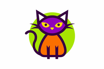 Spooky Vector Line Art Halloween Cat Icon