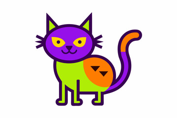 Spooky Vector Line Art Halloween Cat Icon