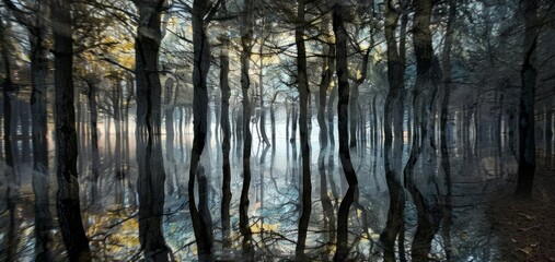 Obraz premium forest of mirror trees, every tree reflecting different soul