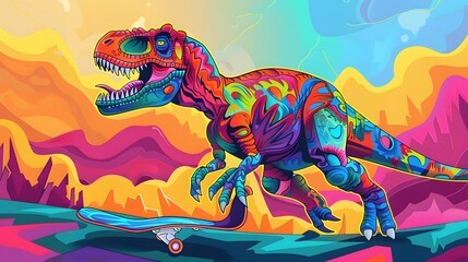 skater t-rex dinosaur cartoon, Coloring sheet 