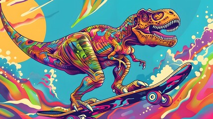 skater t-rex dinosaur cartoon, Coloring sheet 