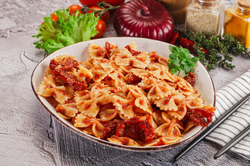 Italian pasta with dry tomato